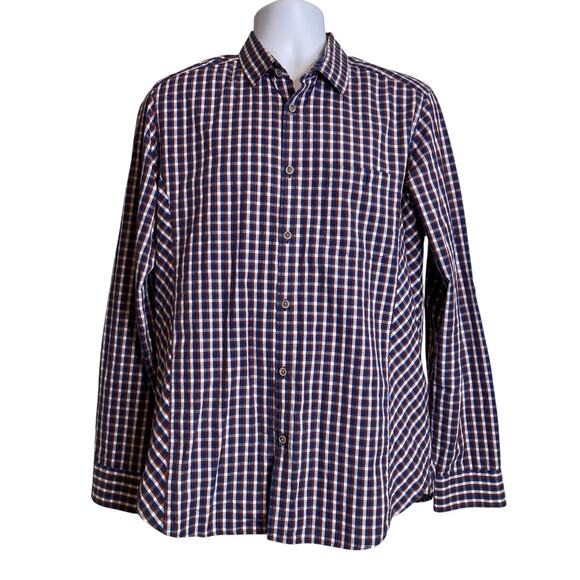 Ted Baker Men's Plaid Long Sleeve Button Up Shirt Size 40 Large Old Money Career - Picture 1 of 11